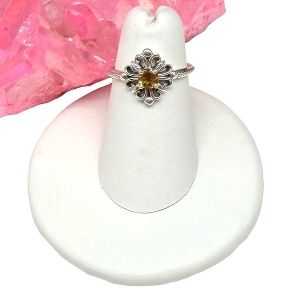 Citrine Ring Size 5 Solid 925 Sterling Silver